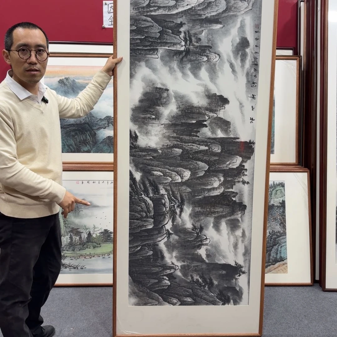 国画带框绘画210/80尺寸