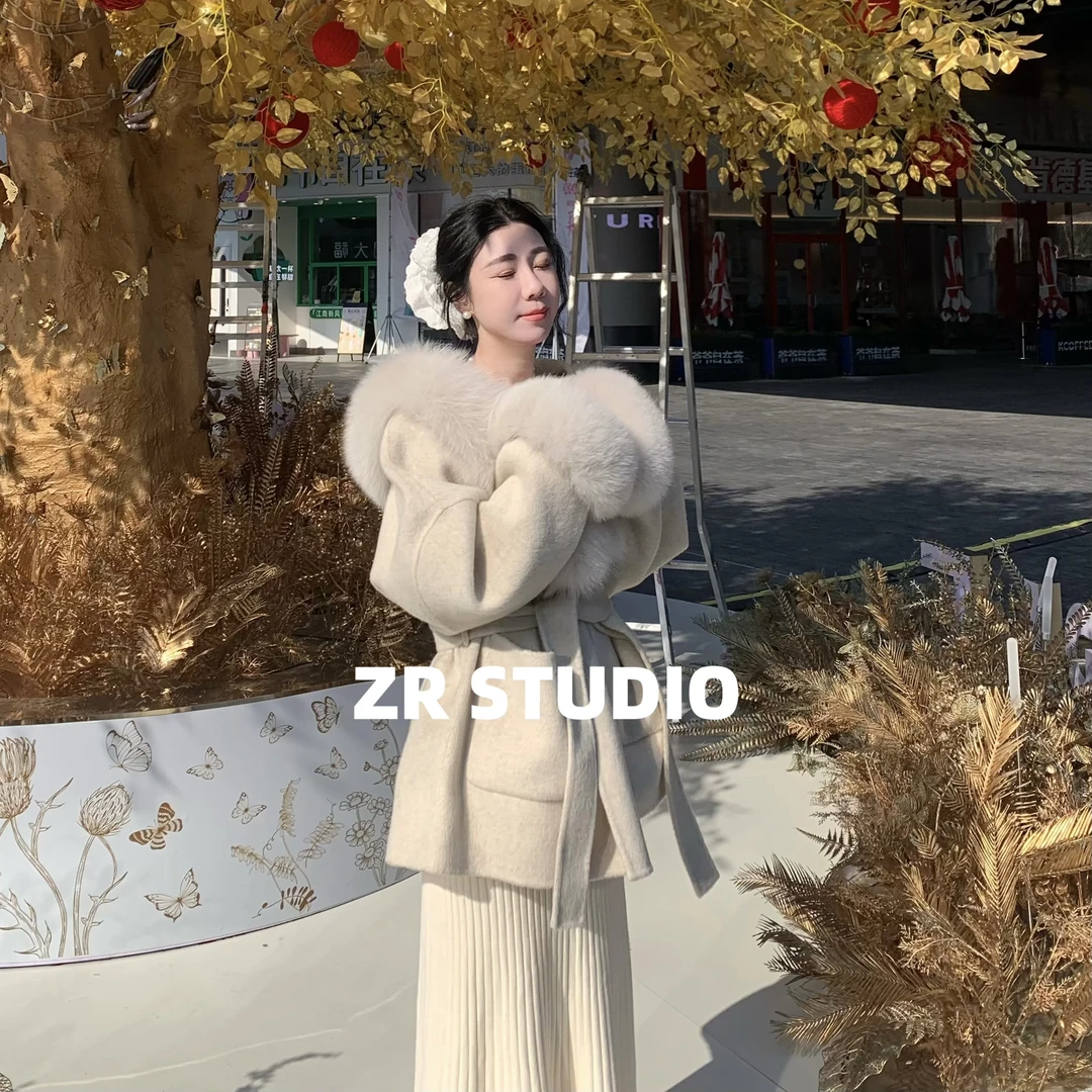 ZUO ER STUDIO【花开富贵短款气质双面呢大衣】