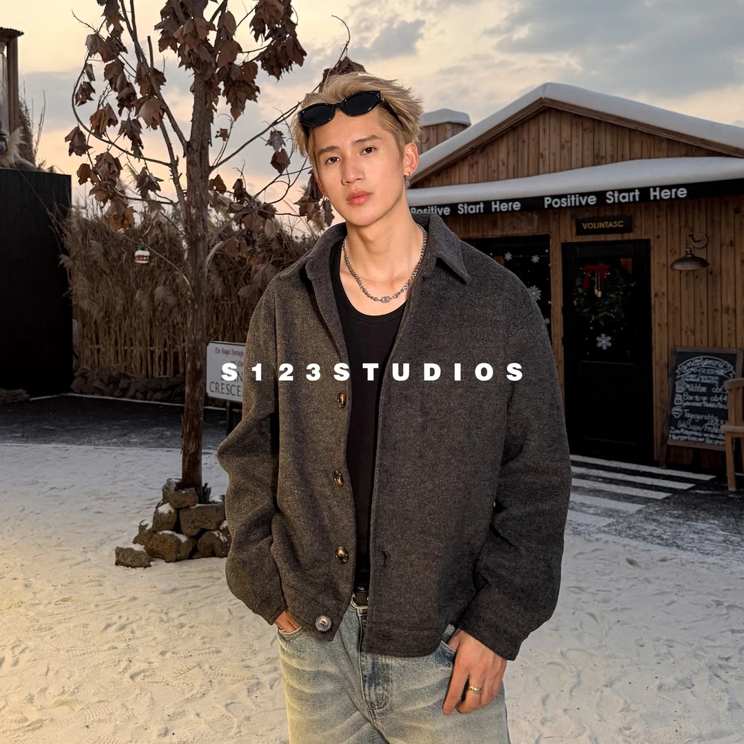 S123高级感羊毛老钱新贵短款毛呢夹克男女秋冬百搭休闲外套