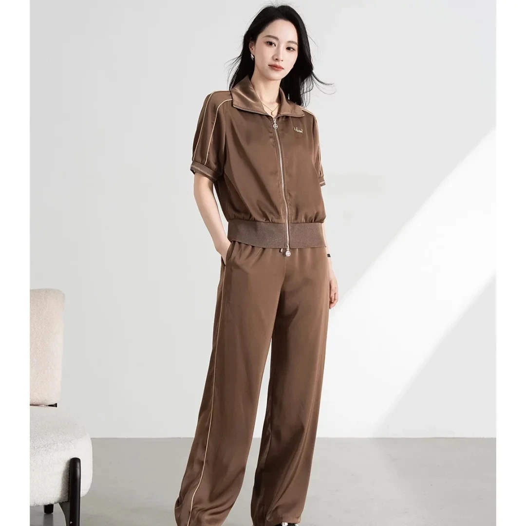 夏季高级感缎面显瘦时尚休闲两件套XT160