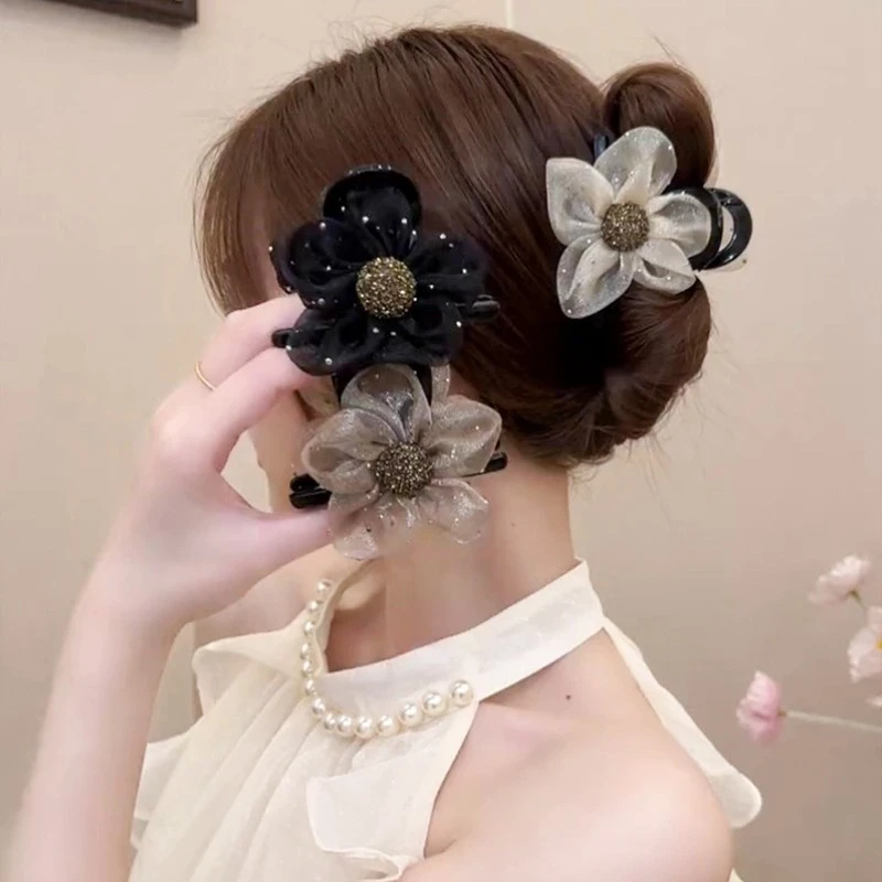 太阳花发夹抓夹水钻花朵夹子夹头发小众饰品丸子头配饰发卡发饰