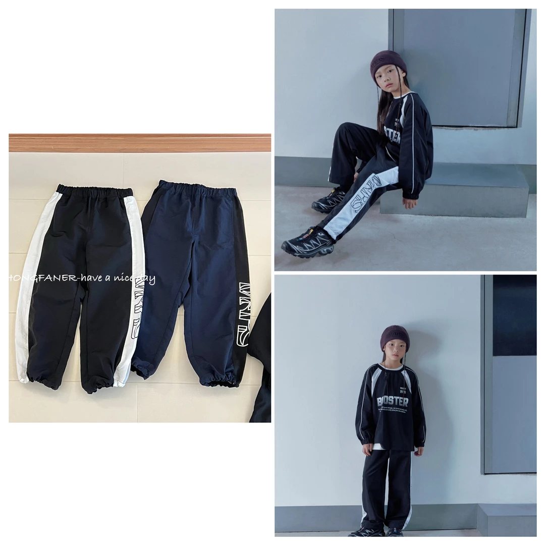 052039 虫范儿真品-出口韩国男童女童速干拼色印花运动长裤