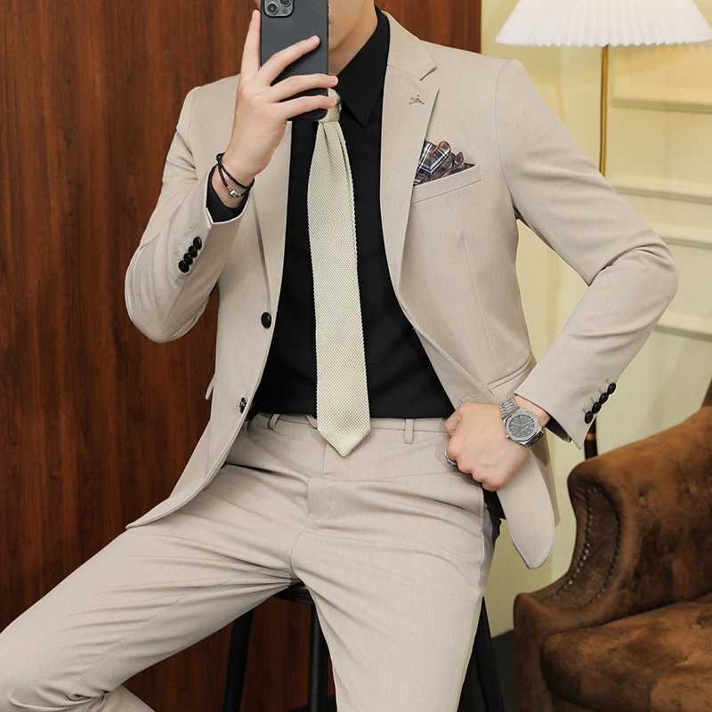 新款婚礼男士西服英伦伴郎服商务修身帅气韩版结婚西服套装