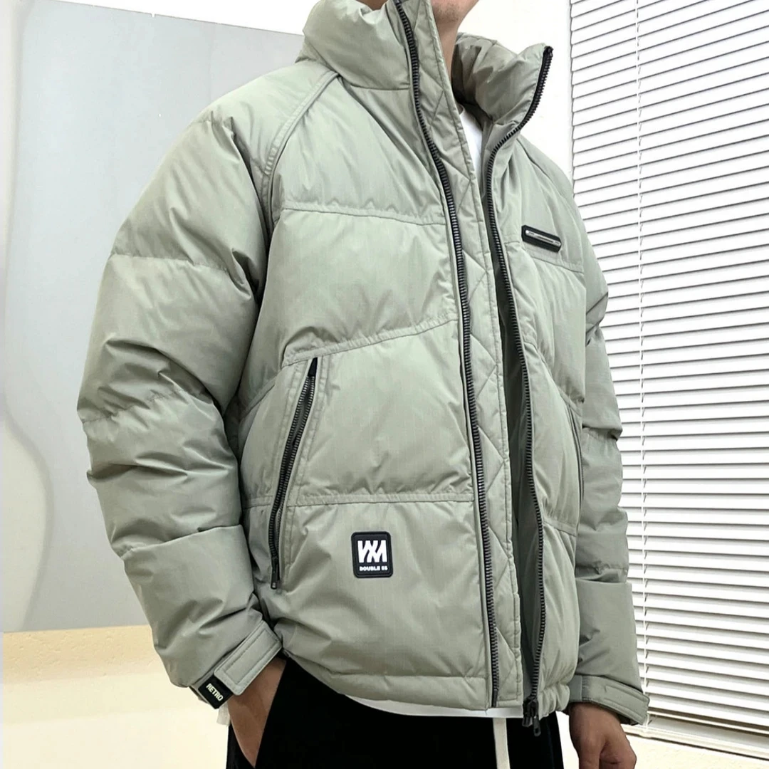 2024冬季新款立领休闲潮流羽绒服时尚短款男士加厚纯色保暖外套