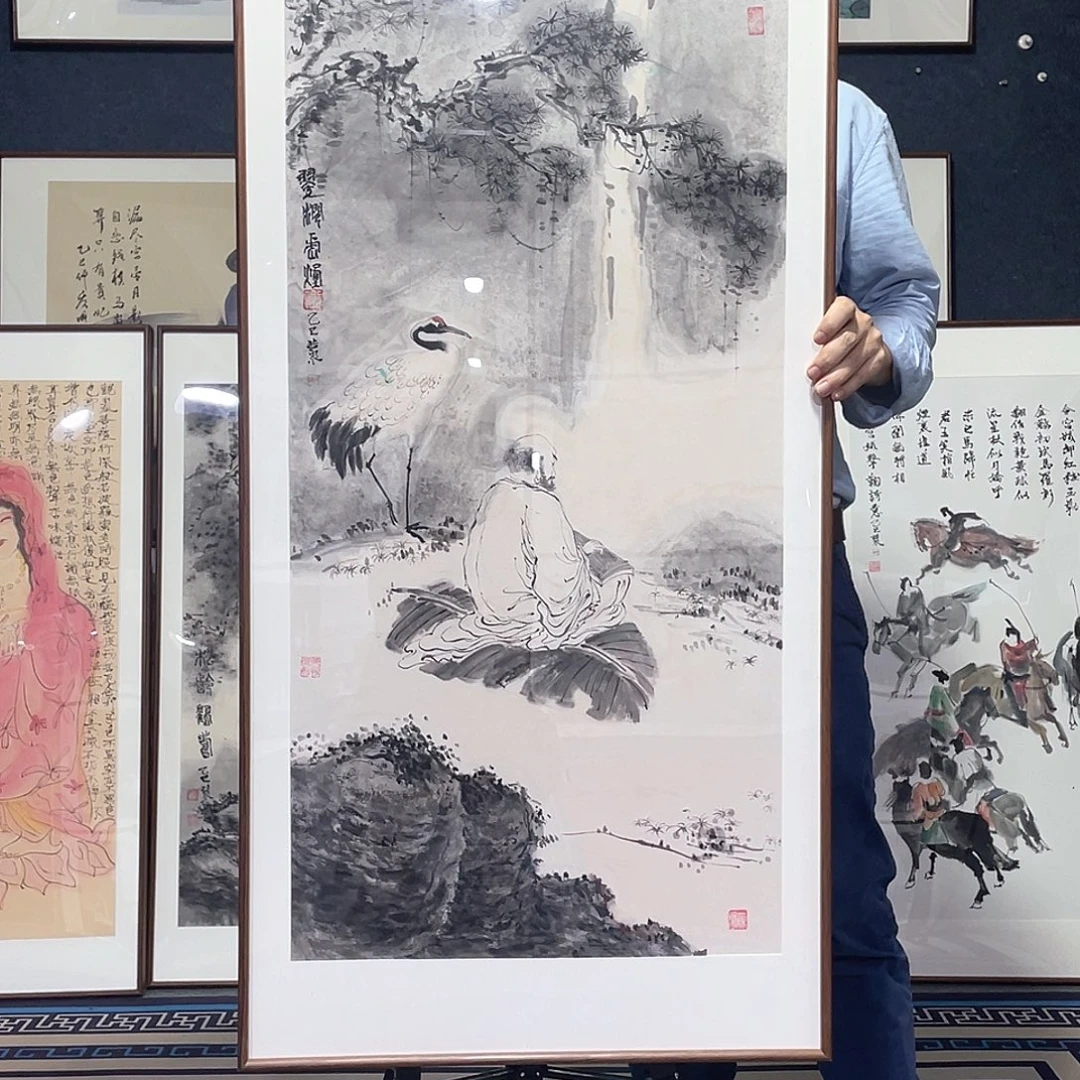 国画手绘画作品带框60/120