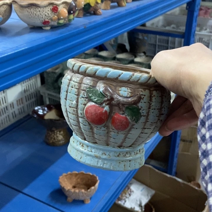 陶瓷花盆单场满9.9发12*11蓝