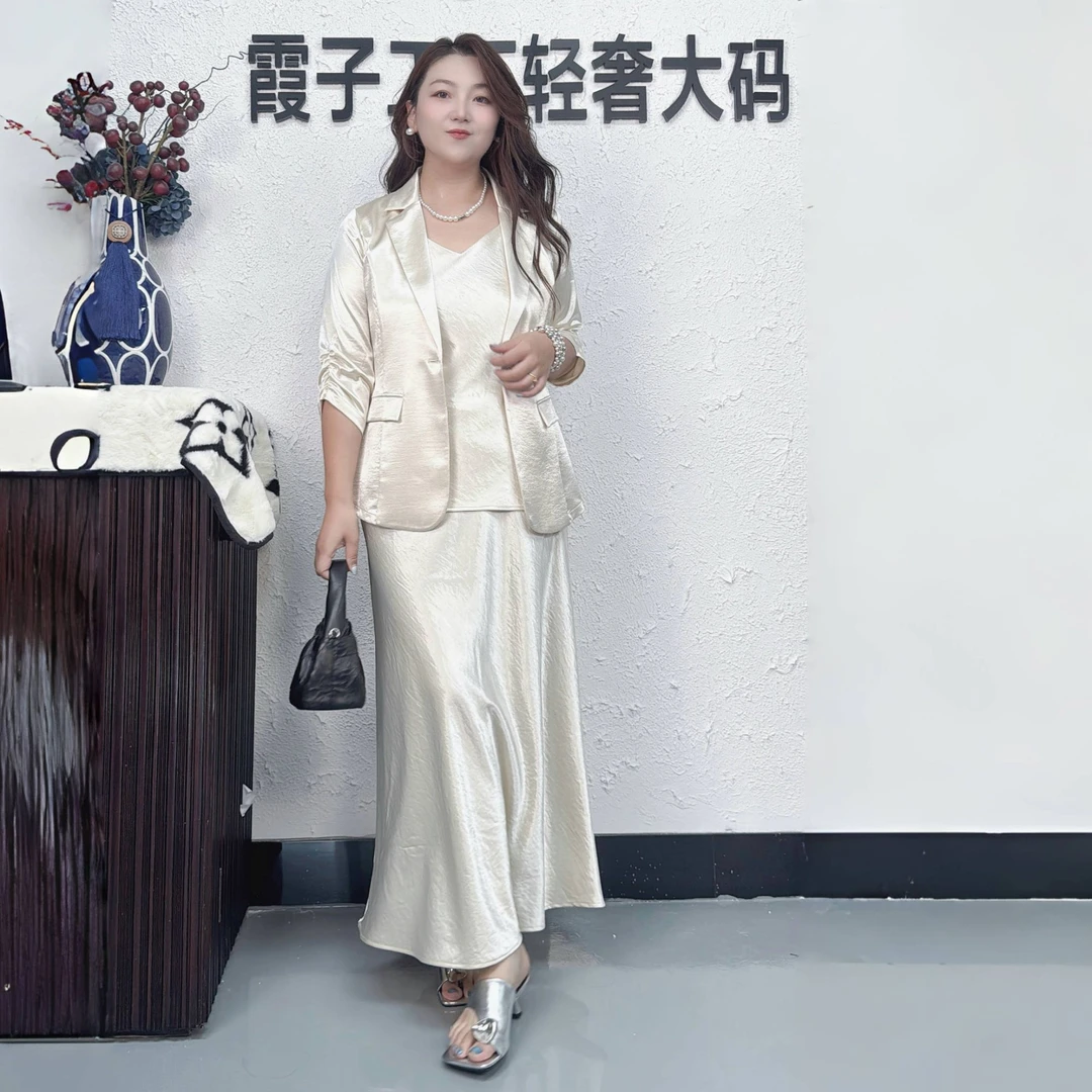 南油霞子 大码女装醋酸极简风时尚套装女装女士西装上衣外套