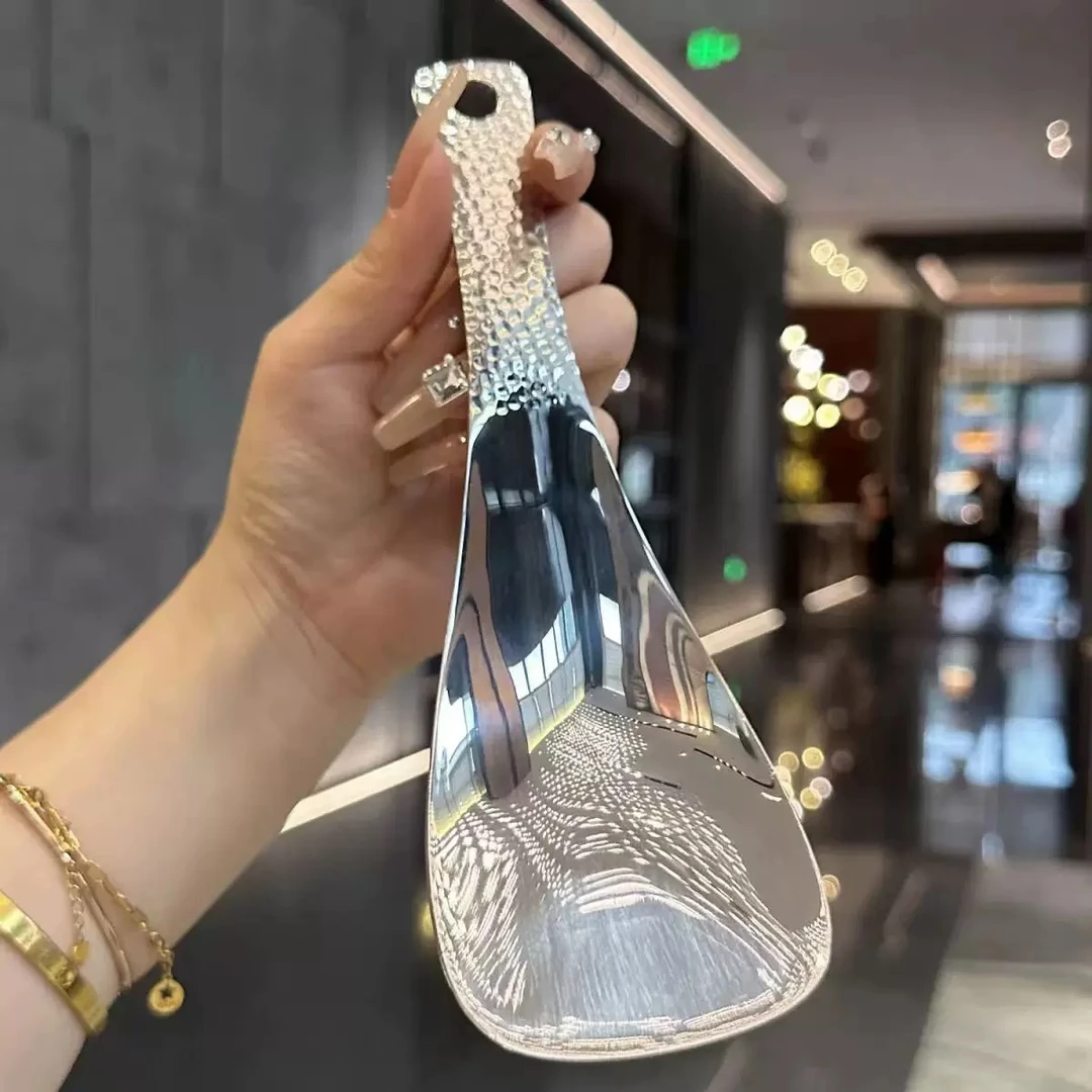 不锈钢饭勺创意方形锤纹盛饭勺家用不粘米饭铲食堂餐厅自助打饭勺