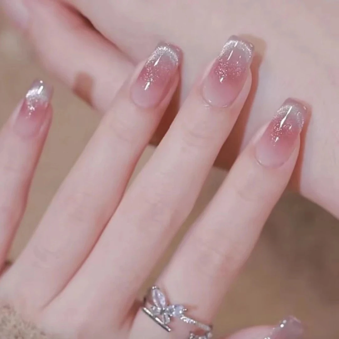 (长短可选)简约气质法式腮红微笑猫眼显白美甲贴片穿戴甲 无盒