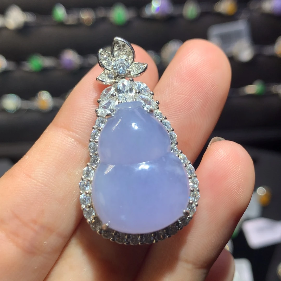 翡翠银S925镶嵌颈饰天然翡翠