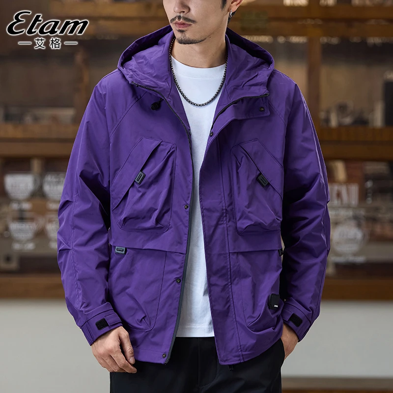 艾格2025秋冬季新款冲锋衣男士夹克潮牌美式宽松三防外套连帽上衣