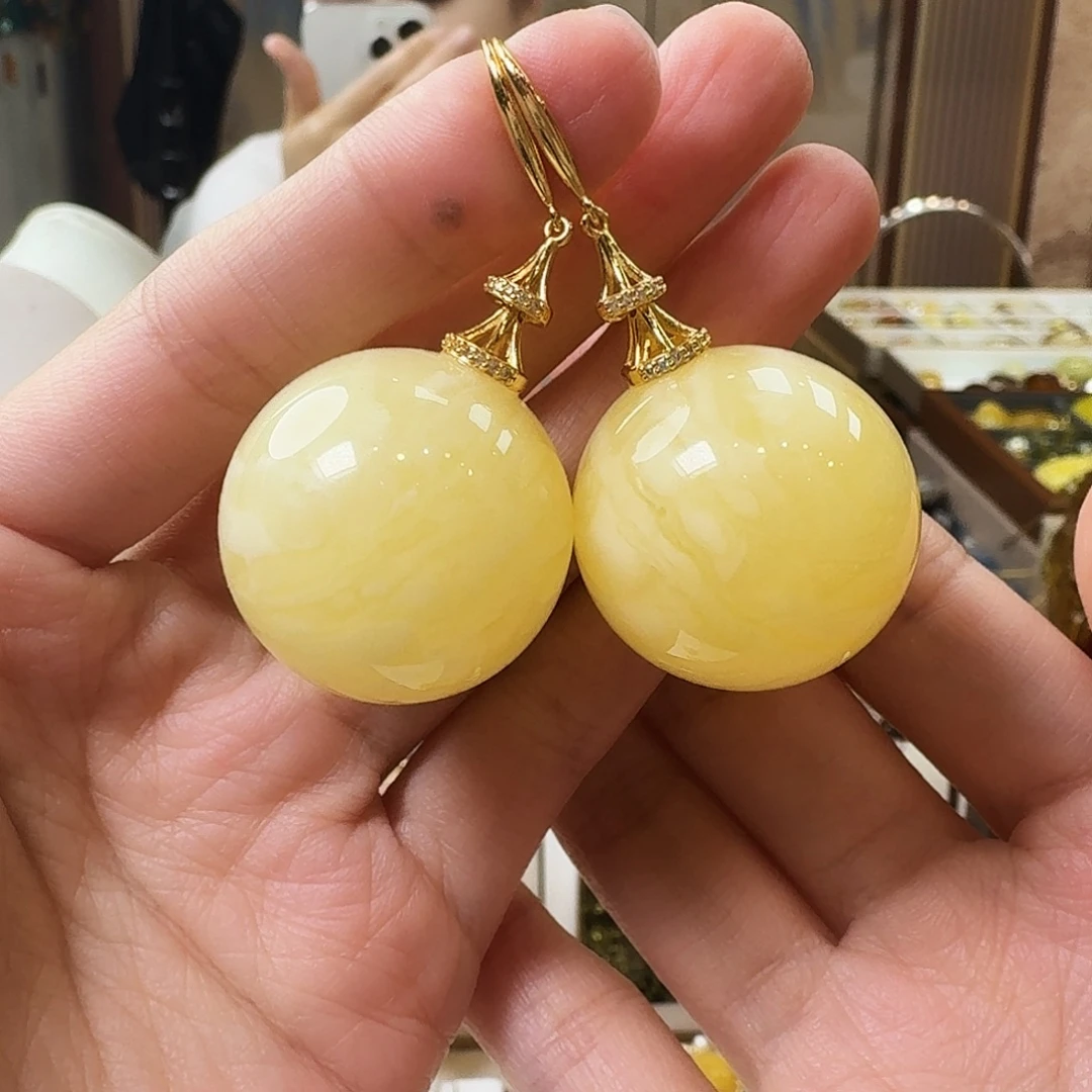 琥珀未镶嵌颈饰耳坠