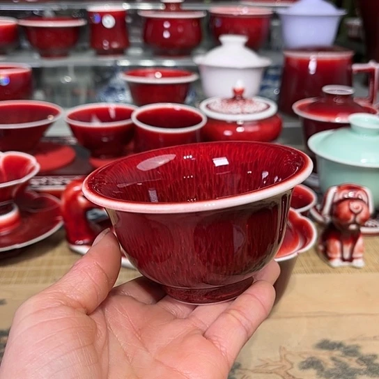 葫*娃景德镇陶瓷红马坊压手杯