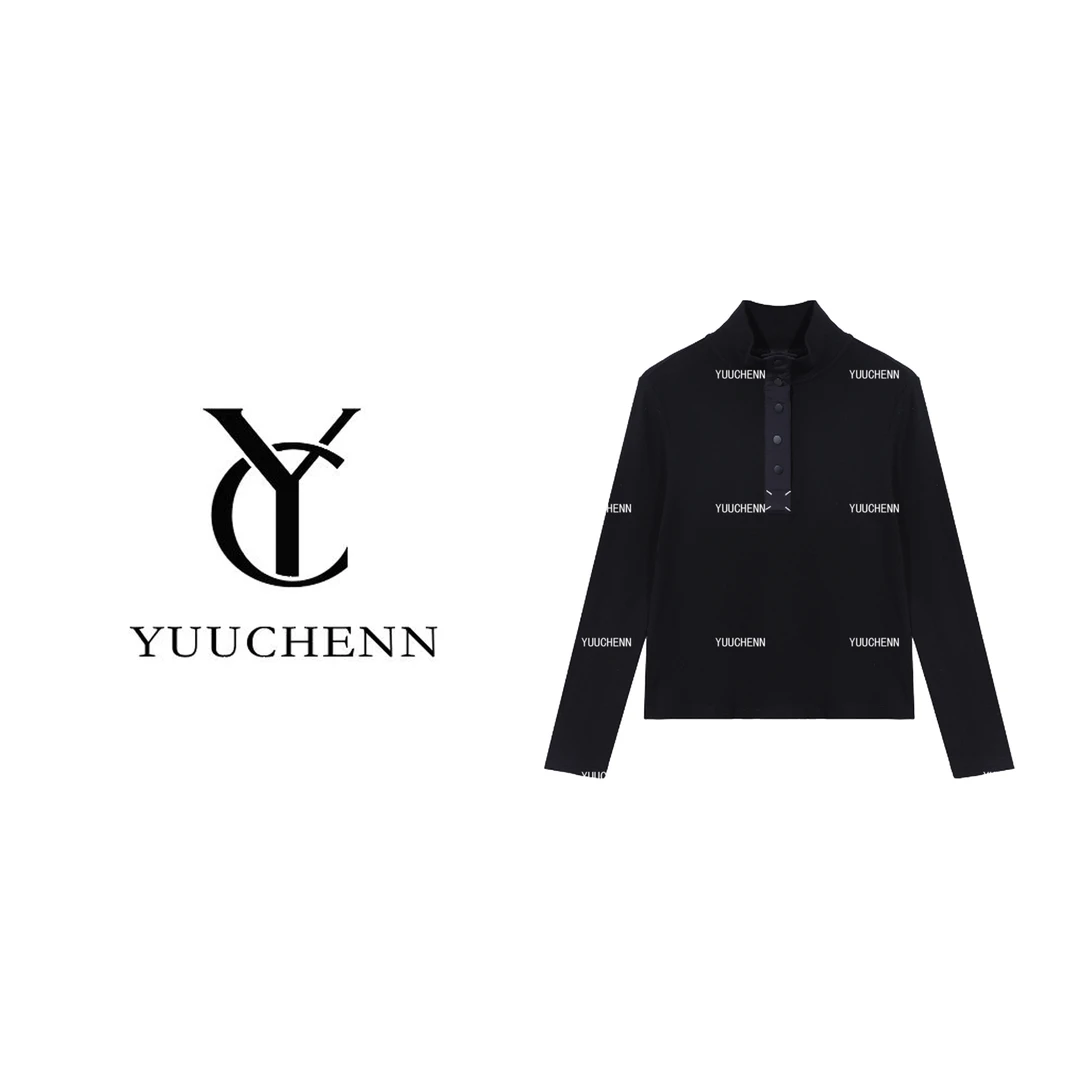 YUUCHENN  简约纯色修身长袖半开领套头上衣C851 2018 AD