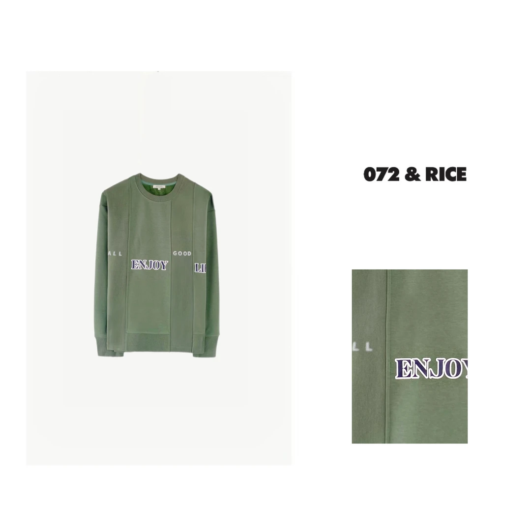 072 & RICE【抹茶】休闲圆领加绒加厚长袖卫衣 W0349LR FF