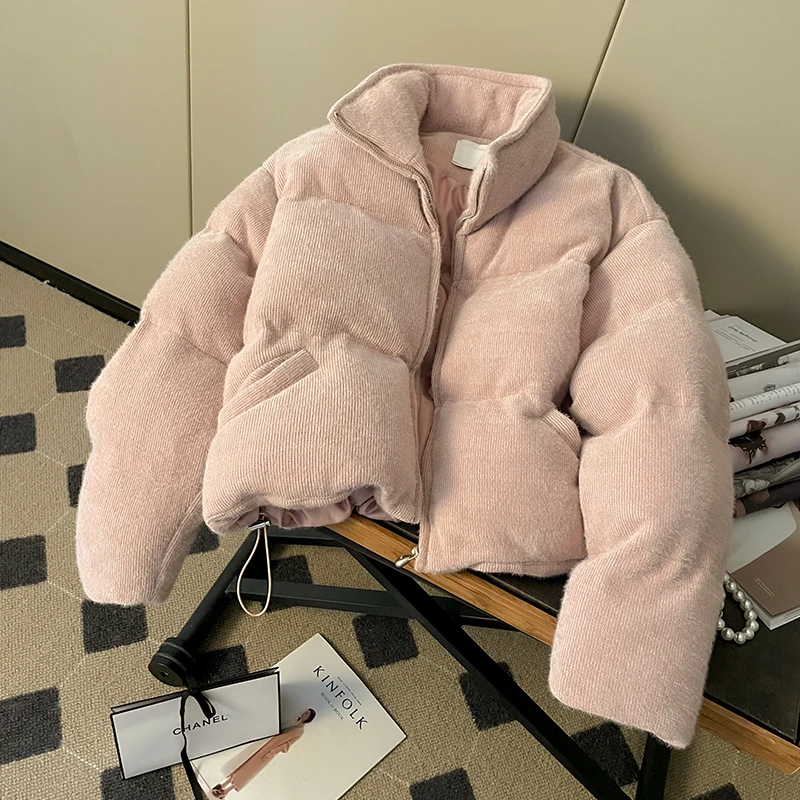 韩版云朵大泡芙绒面包棉服冬季新款宽松减龄百搭拉链开衫抽绳外套