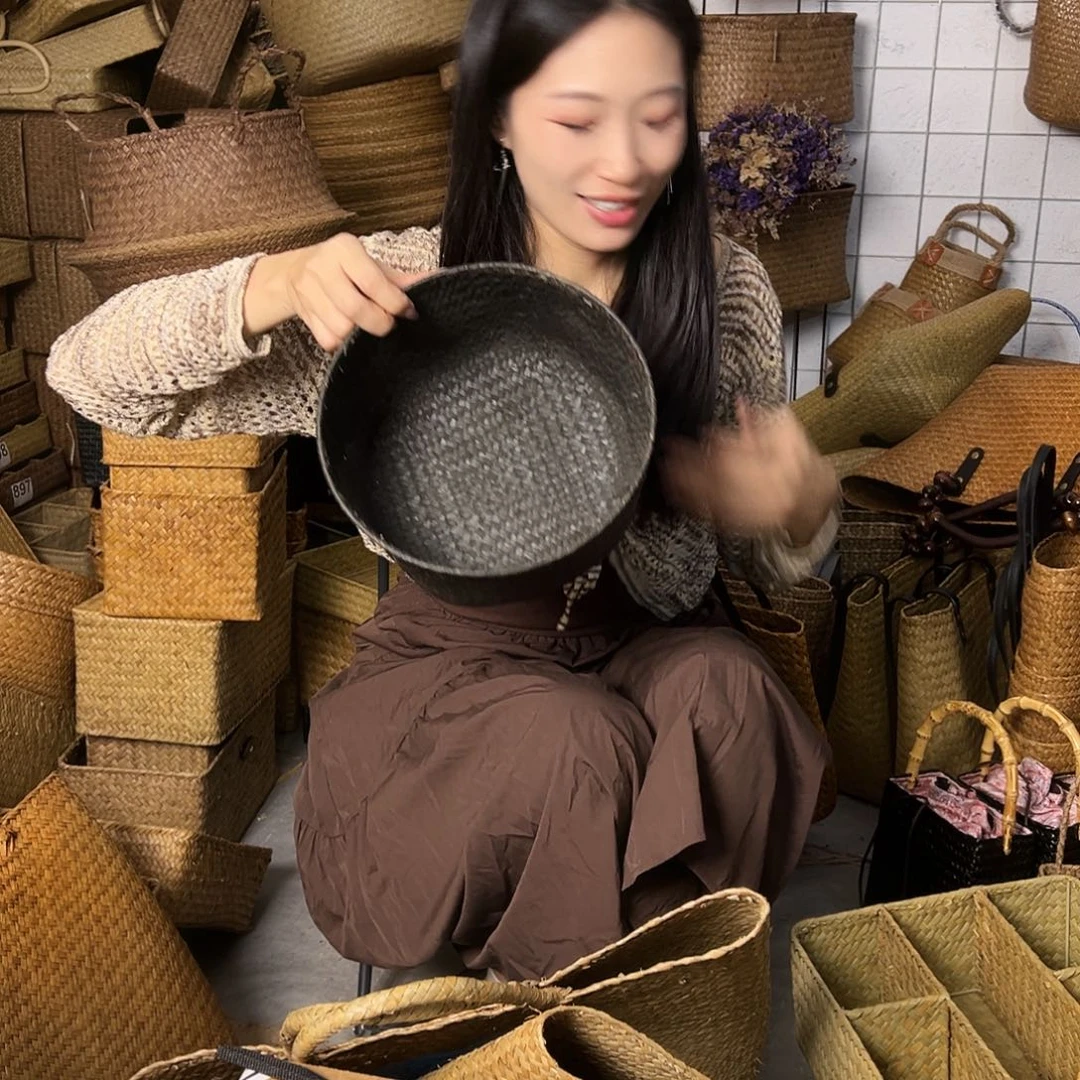 蝠****编织带草编包/草编收纳盒微瑕疵