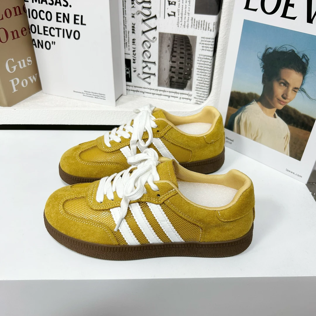 F6651 爆款德训鞋女2025年夏季新款平底百搭透气网面休闲运动鞋