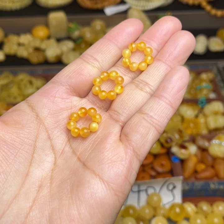 蜜蜡未镶嵌珠宝奇石天然蜜蜡小米珠跑环随机发一个