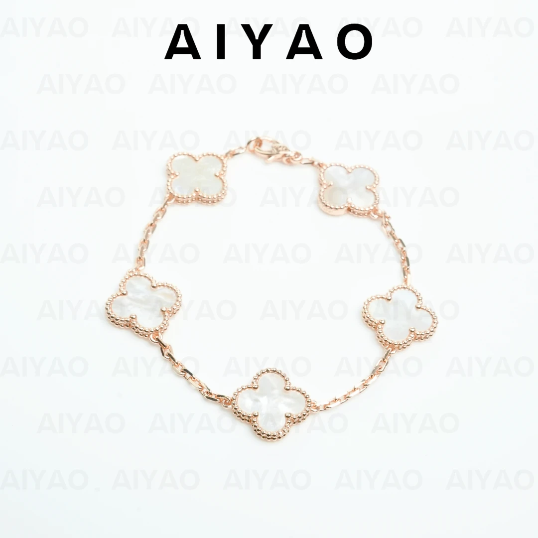 合金手链 【AIYAO】四叶草白贝五花经典手链