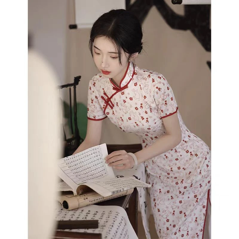 恬子梦 T745 夏季新款 红兔子 裙长120 修身女士旗袍