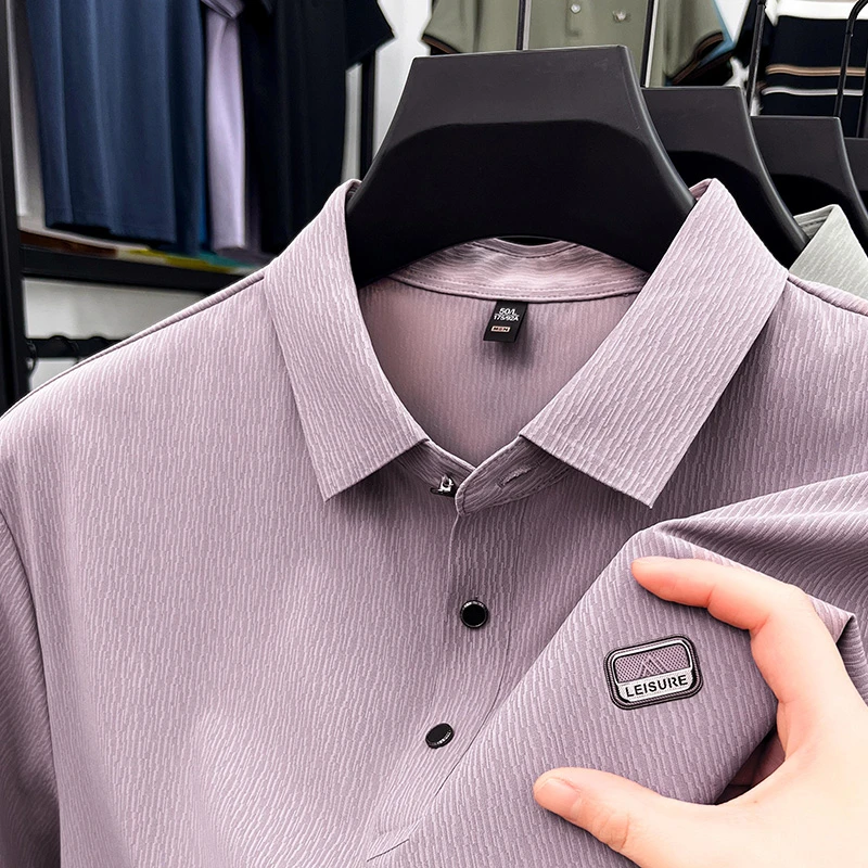 男士无痕冰丝短袖POLO衫夏季薄款透气polo衫男款