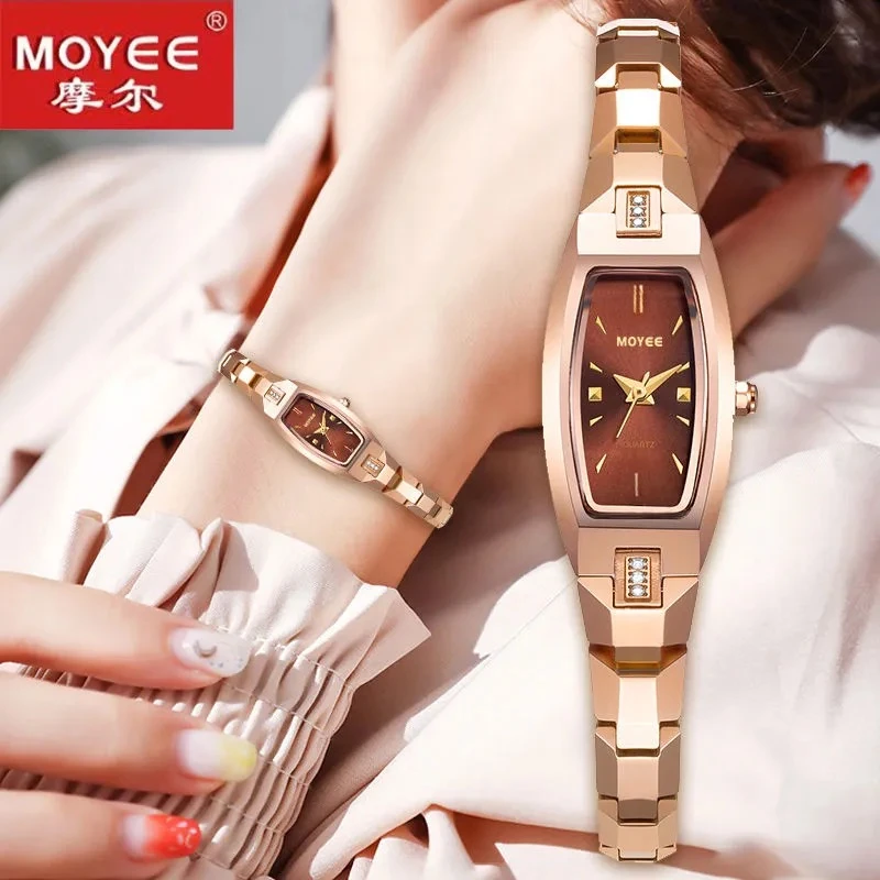 耐尔斯顿手表女纯钨钢手链气质日历防水进口石英机芯撤柜少量库存