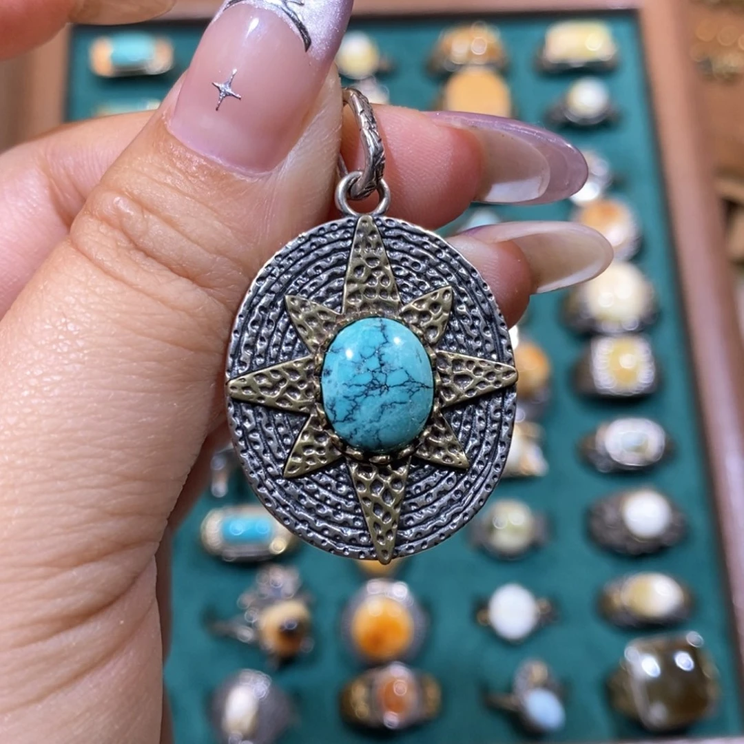 绿松石颈饰银S925镶嵌?****吊坠