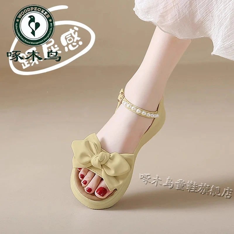 啄木鸟女童凉鞋夏季2025新款爆款儿童凉拖洋气软底沙滩公主鞋女孩
