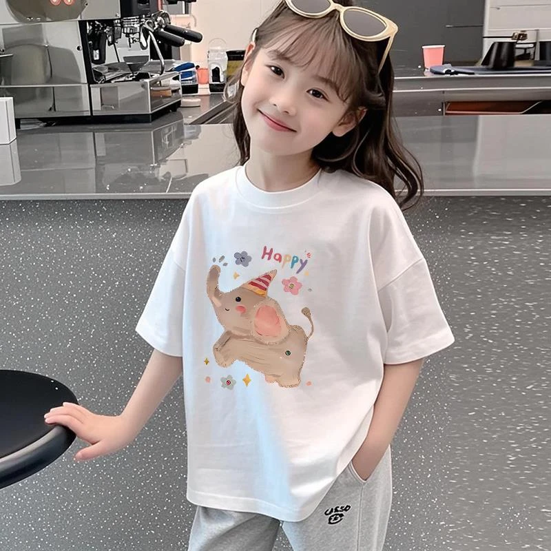 凯蒂猫儿童白色纯棉短袖女童t恤夏季2025新款洋气卡通亲肤上衣ins