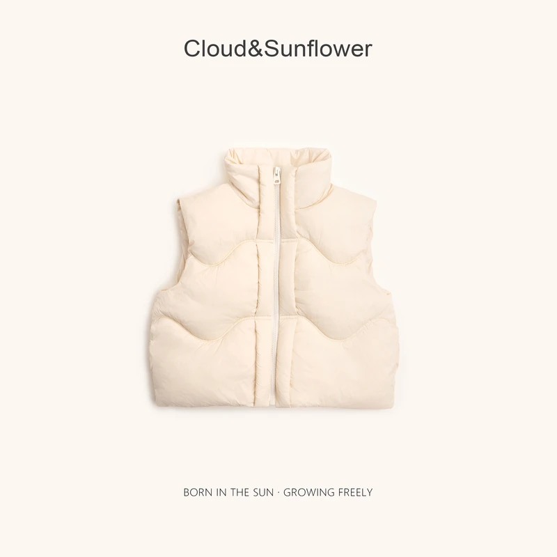 【云朵小葵】女童冬季新款潮流爆款洋气纯色波浪绵绵休闲马甲555462