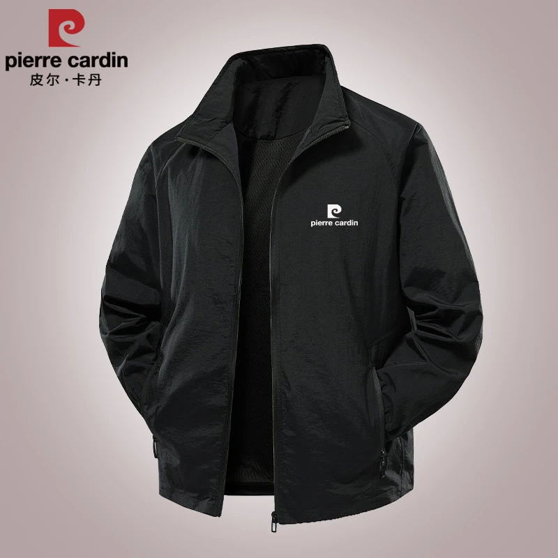 皮尔卡丹正品男士夹克外套春秋新款宽松休闲立领男装百搭时尚上衣
