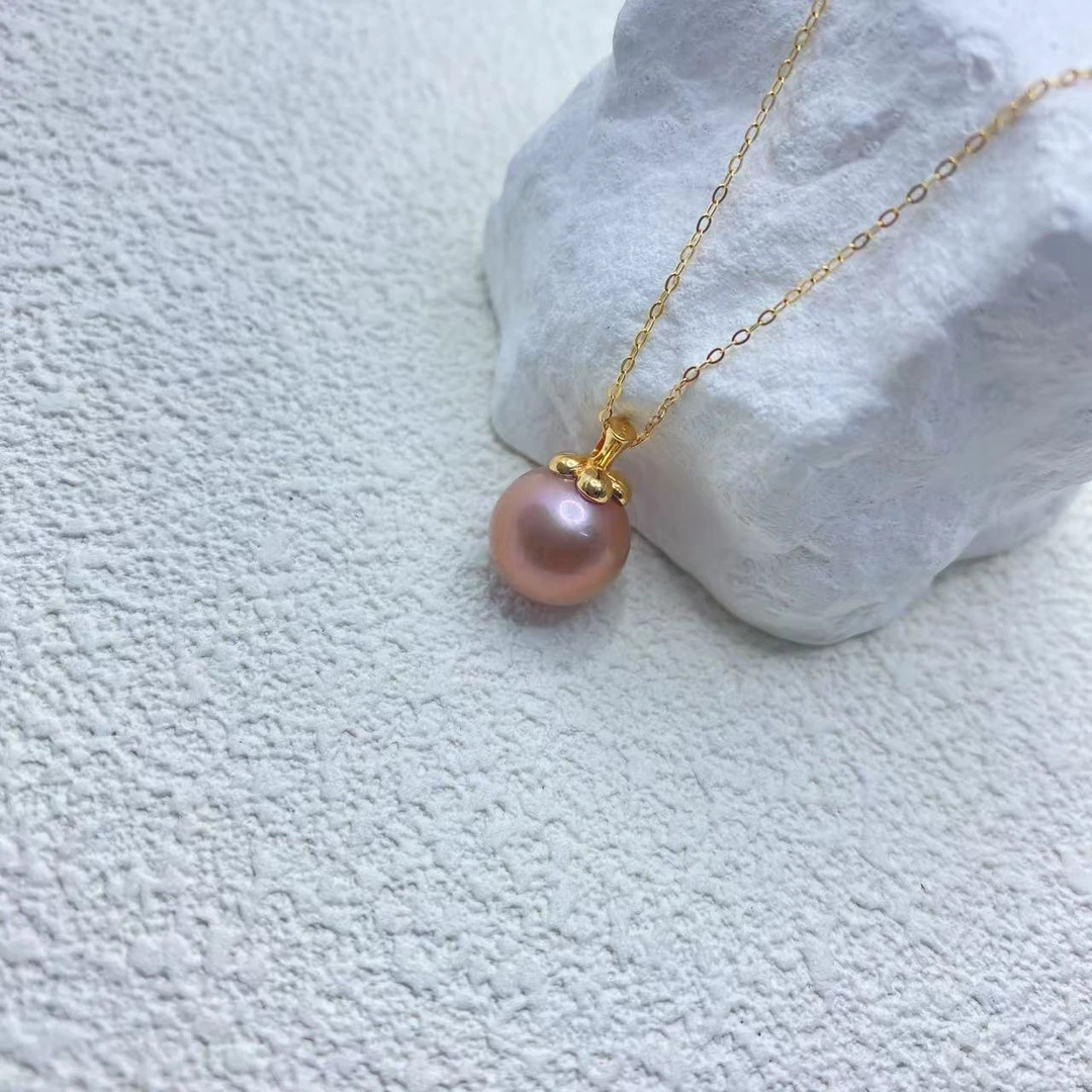 [思思甄选] 淡水紫珠11-12mm小柿子吊坠 粉紫 强光 百搭