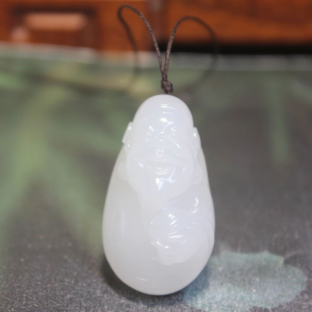 大开门和田玉 财神 留有洒金皮毛孔 一级正白 油润老熟 11.6克