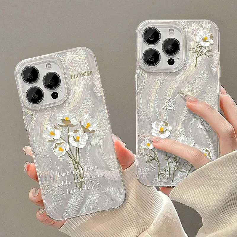 蝴蝶花束羽纱壳适用苹果iphone16防摔14手机壳华为小米oppo荣耀