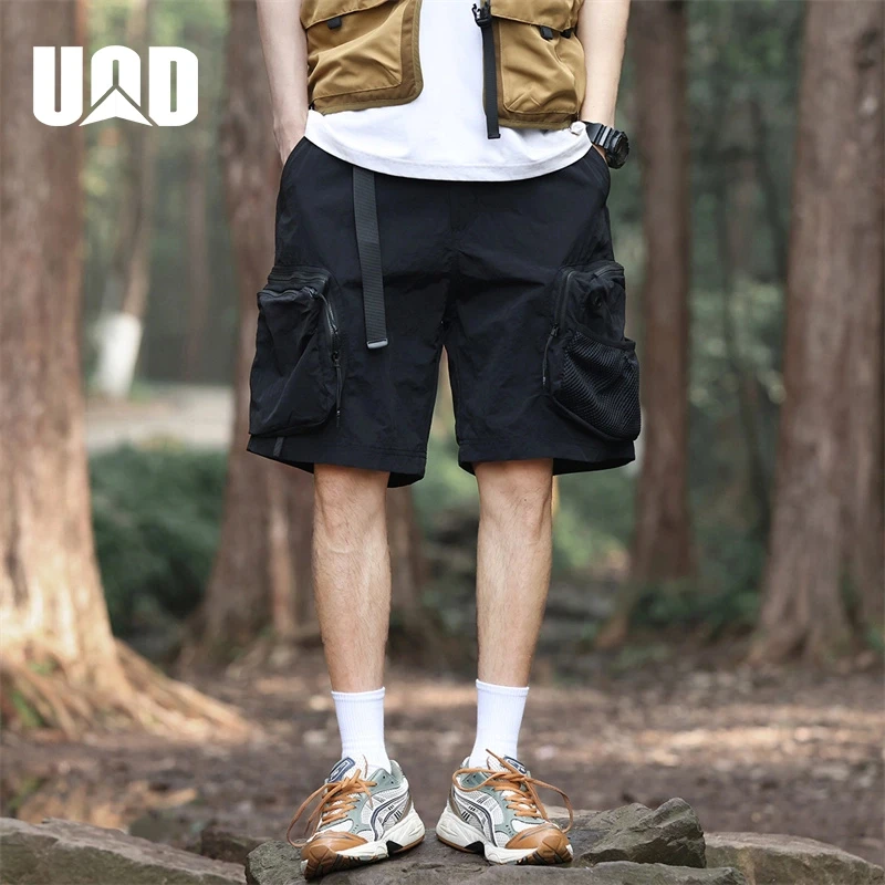 UOD休闲裤男宽松百搭夏季多口袋短裤时尚情侣款工装裤日系裤子潮