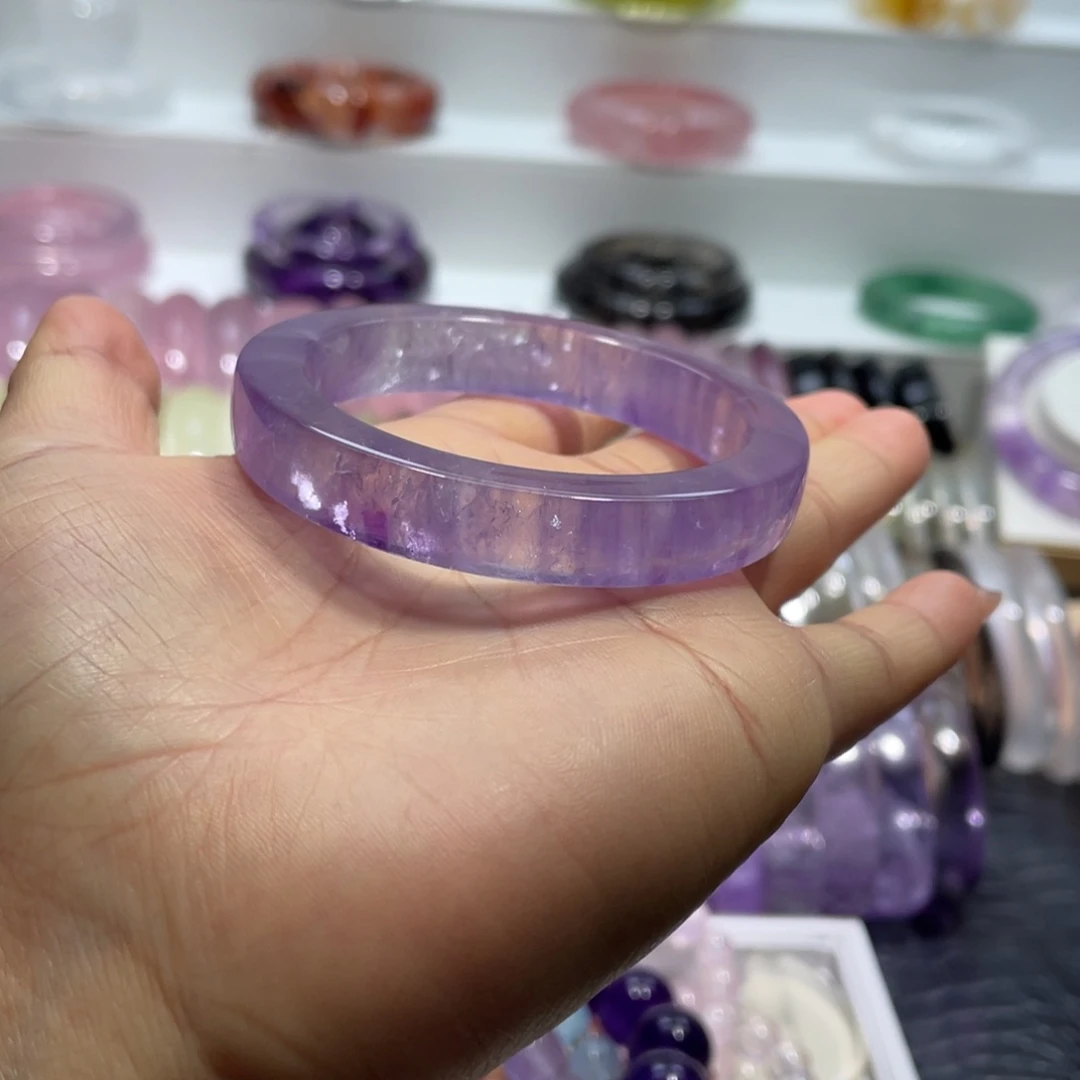 水晶手镯50.6圈口15号未镶嵌