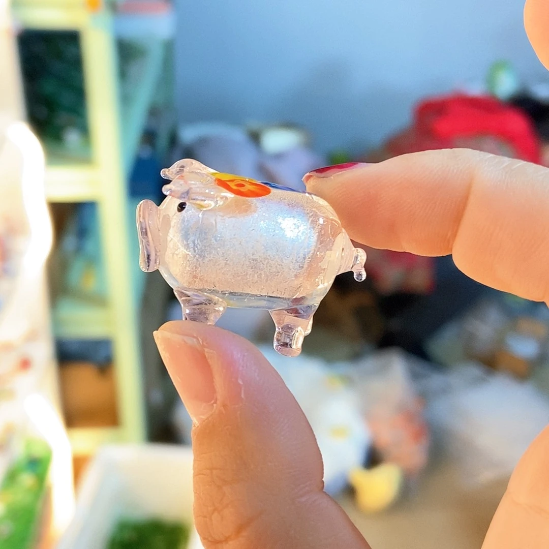 琉璃手工艺品银箔猪