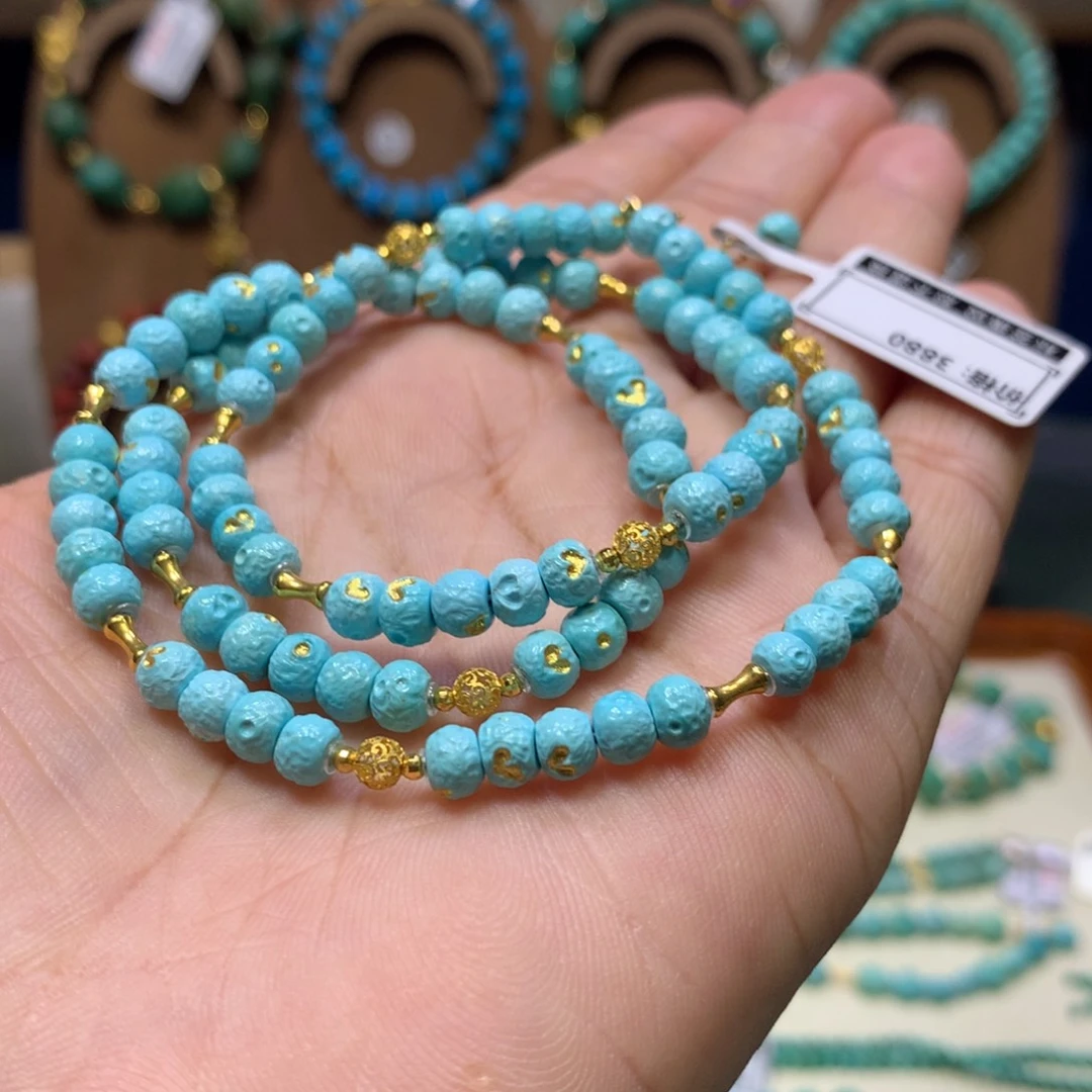 绿松石18K金镶嵌锁骨