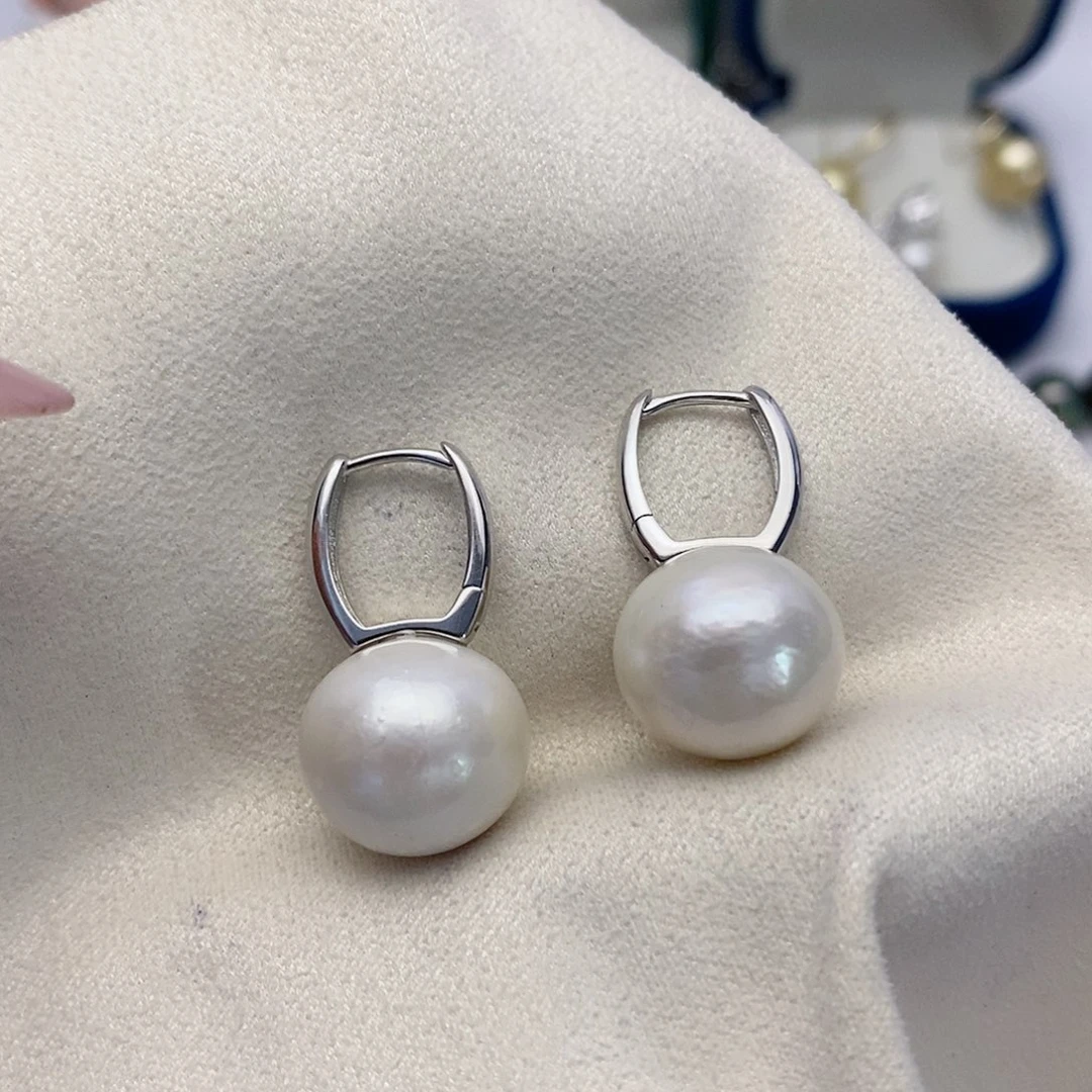 【闪购商品】淡水珍珠耳饰银S925镶嵌14-15点位