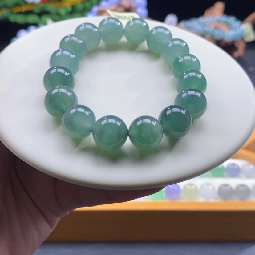 【闪购商品】翡翠手串未镶嵌湖水绿手串卡12