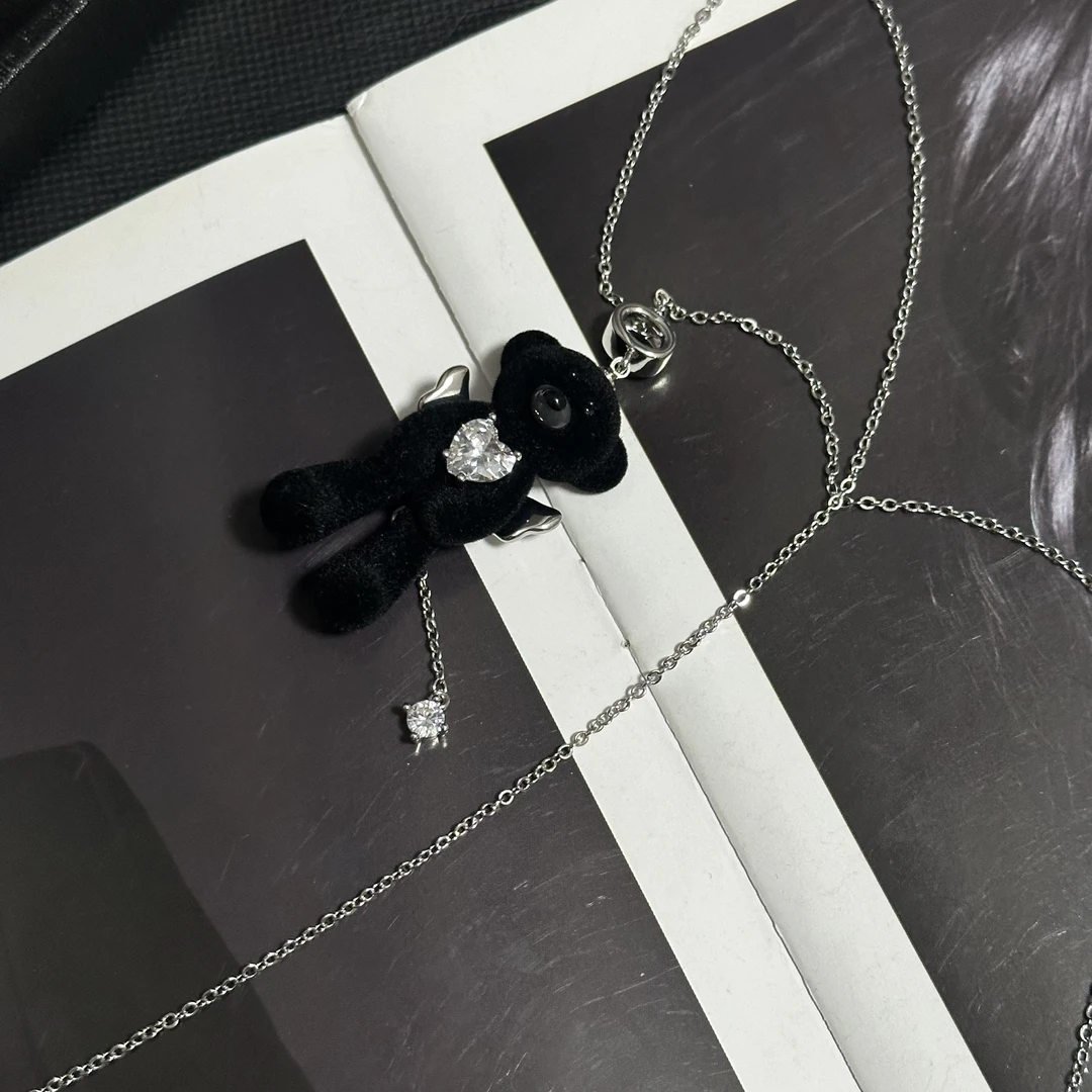 铜合金项链 2165 黑色小熊项链