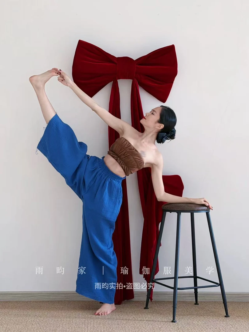 【雨昀定制】松弛感花苞瑜伽裤女直筒阔腿裤宽松显瘦运动纯棉长裤2