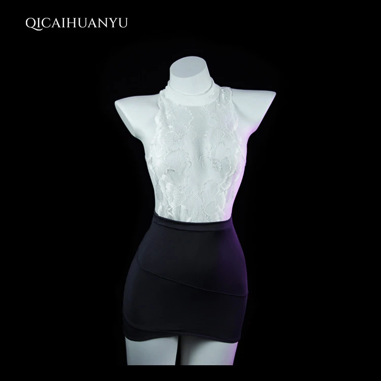 七彩欢愉「驯服」蕾丝制服镂空连体裙纯欲风性感睡裙