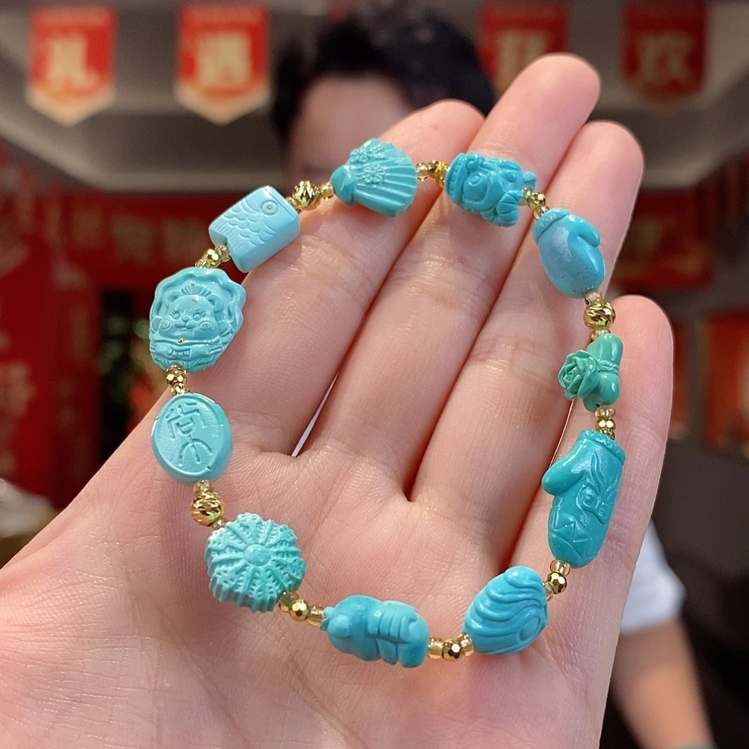 绿松石18K金镶嵌珠宝奇石