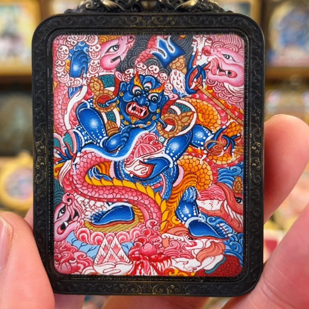 吊坠青海热贡手绘大黑天