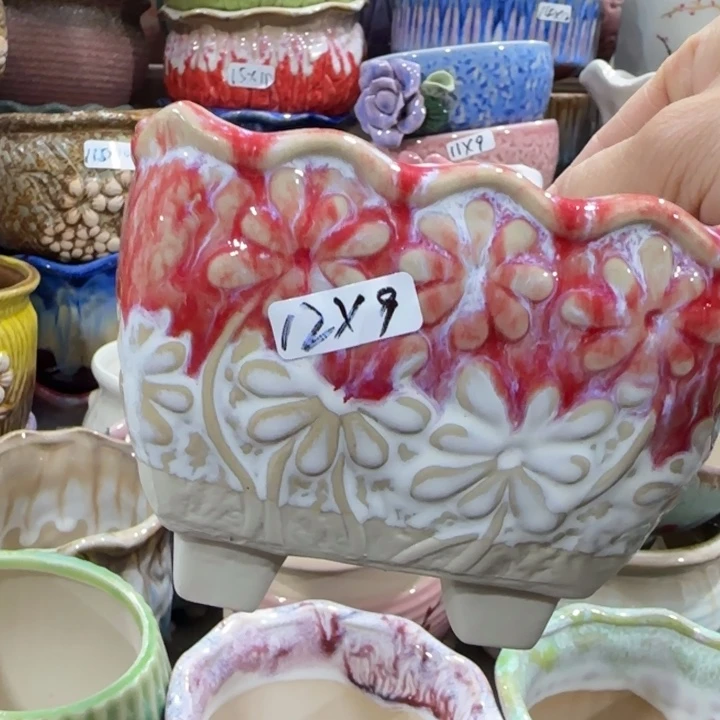 凑9块包邮，有孔，陶瓷花盆