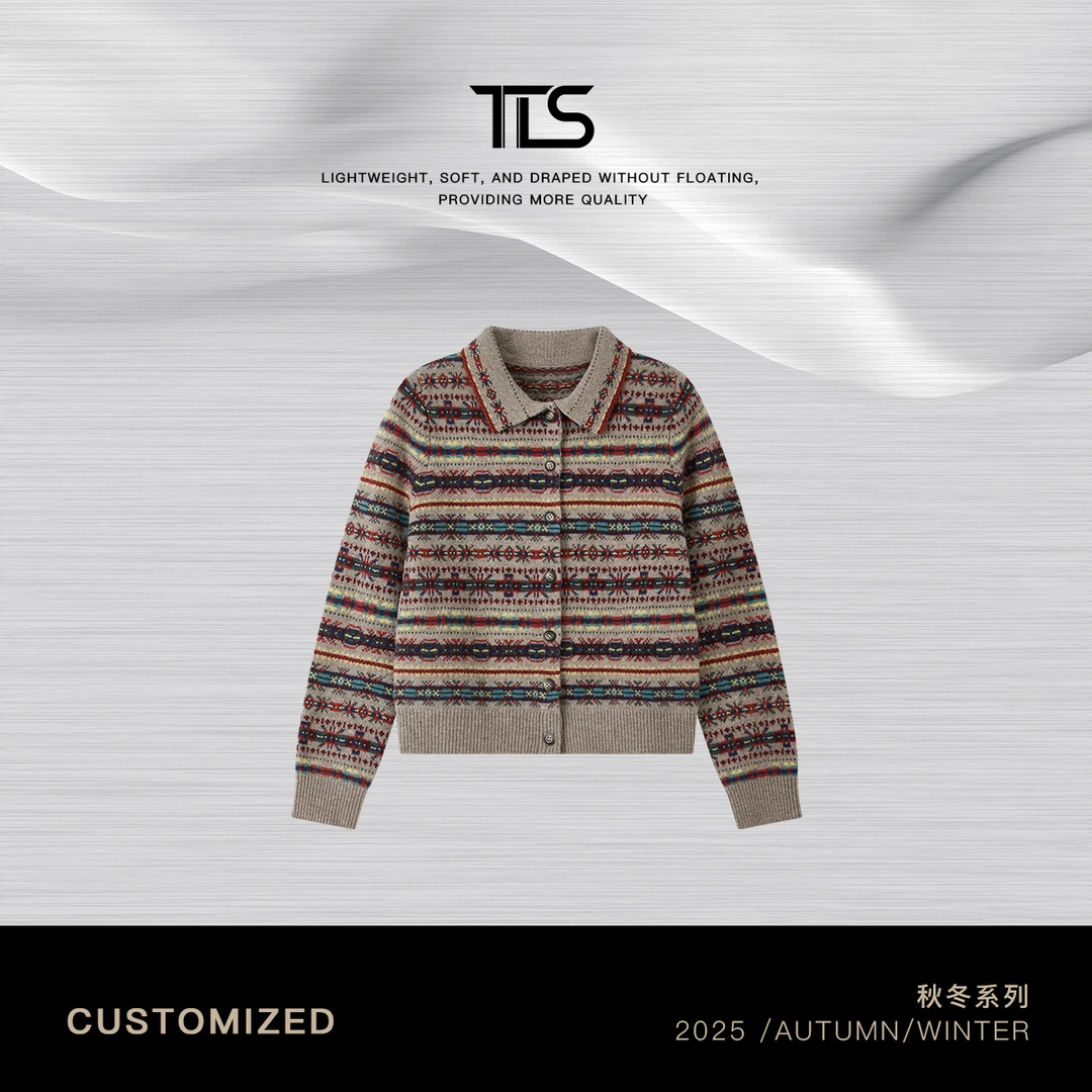 TT【花毛衣】100美丽诺羊毛费尔岛提花经典POLO领针织毛衣TT-MY5171