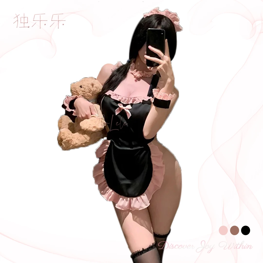 「独乐乐」奶欲厨娘！法式约会睡裙性感纯欲风黑色乖巧粉色夏季睡衣