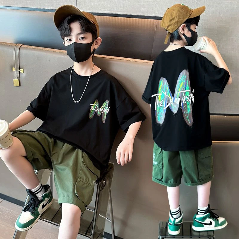 戴维贝拉【断码】儿童装男童夏装套装新款洋气大童男孩夏季短袖衣服